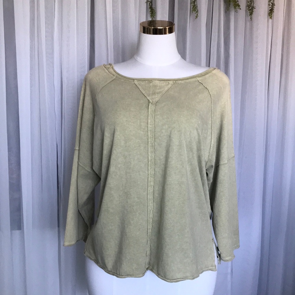 Mineral Wash Oversized Long Sleeve Top